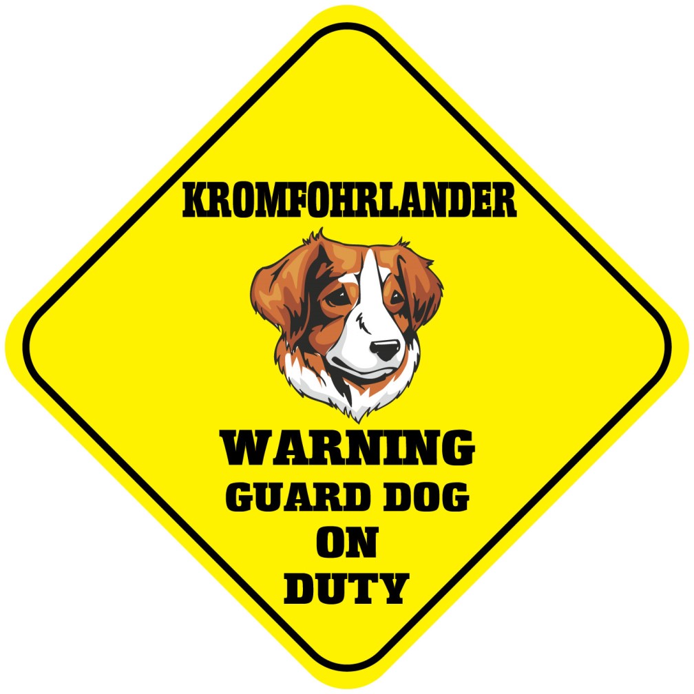 Kromfohrlander Warning Guard Dog On Duty Crossing Metal Aluminum